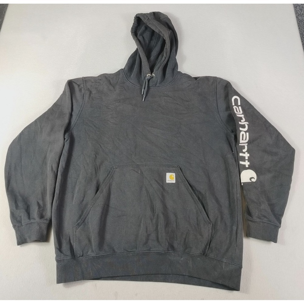 Carhartt Hoodie Sweatshirt Mens Large Black Original Fit Workwear Fleece